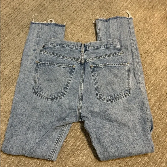 Agolde Denim Straight Leg Jeans with Distressed Hem - Picture 2 of 4